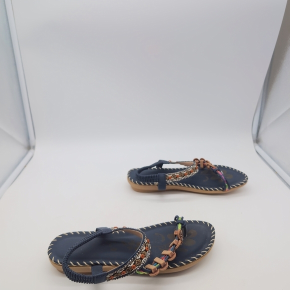 Embellished Navy Sandals Cool BOHO style Sz 6 - Picture 6 of 7